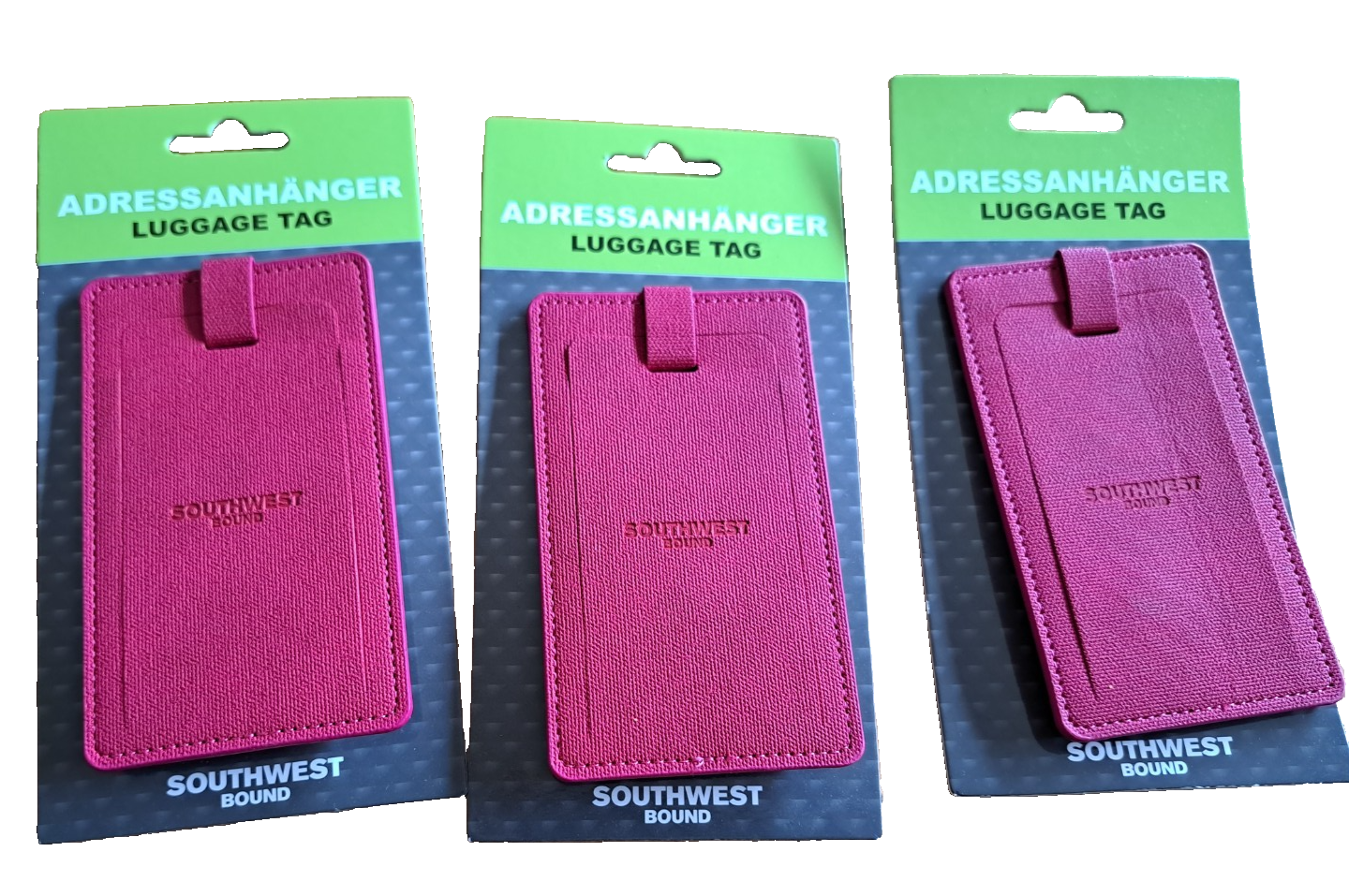 Southwest Bound Adressanhänger, Koffer, 3 Stück Pink